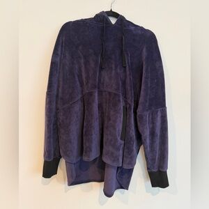 DKNY Purple Velour Cropped Hoodie with Black Trim